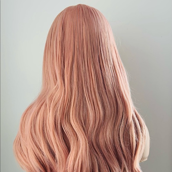 Long 28” Dusty Pink Versatile 13x2.5 Lace Front Premium Synthetic Fiber Wig - Picture 15 of 16